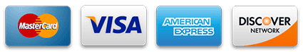 We accept MasterCard, Visa, American Express, and Discover